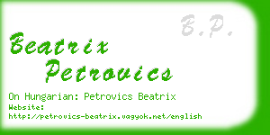 beatrix petrovics business card
